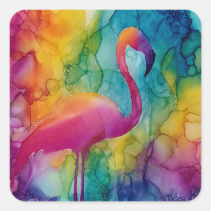 Prism Flamingo Square Sticker