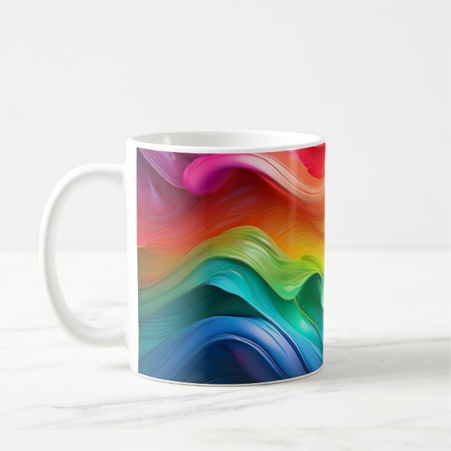 Prism Flow – Rainbow Abstract Mug (Left)