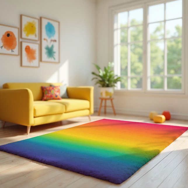Prism Light - Vibrant Rainbow Spectrum Art Rug (Rainbow Rug: Anchor your space with vibrant, joyful modern art.)
