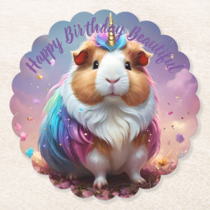 Prism Pigtail: The Radiant Unicorn Guinea Pig, Paper Coaster