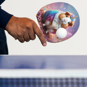 Prism Pigtail: The Radiant Unicorn Guinea Pig Ping Pong Paddle