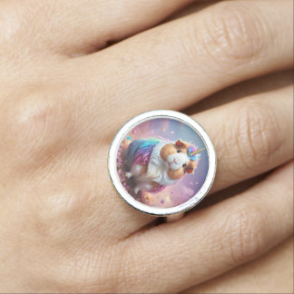 Prism Pigtail: The Radiant Unicorn Guinea Pig Ring