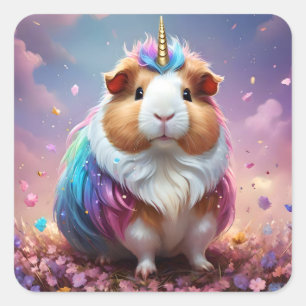 Prism Pigtail: The Radiant Unicorn Guinea Pig, Square Sticker