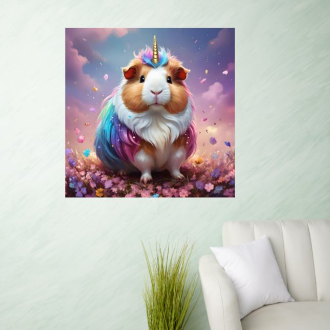 Prism Pigtail: The Radiant Unicorn Guinea Pig, Wall Decal (Living Room)