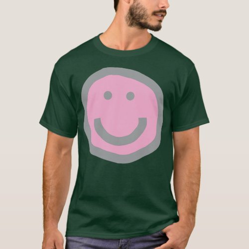 Prism Pink Round Happy Face with Smile T_Shirt