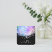 *~* Prism QR AP26 OPAL Rainbow Ethereal Dandelion Square Business Card (Standing Front)