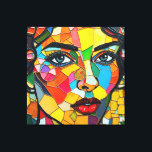 “Prismara” - Fragments of Her Flame Canvas Print<br><div class="desc">“Prismara” - Fragments of Her Flame. A bold explosion of colour and expression, this mosaic-style portrait captures the multifaceted nature of femininity—vibrant, fierce, and ever-evolving. Each tile glows with personality, forming a face that seems both ancient and futuristic. Perfect for those who find beauty in complexity and the harmony of...</div>