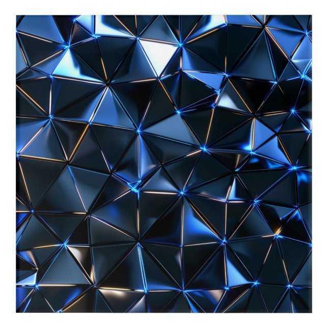 Prismatic Blue Facets — Crystal Geometry Wall Art (Front)