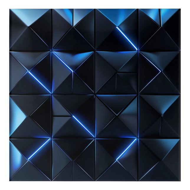 Prismatic Blue Facets — Crystal Geometry Wall Art (Front)