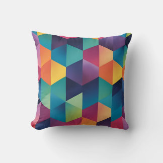 Prismatic geometric symphony throw pillow