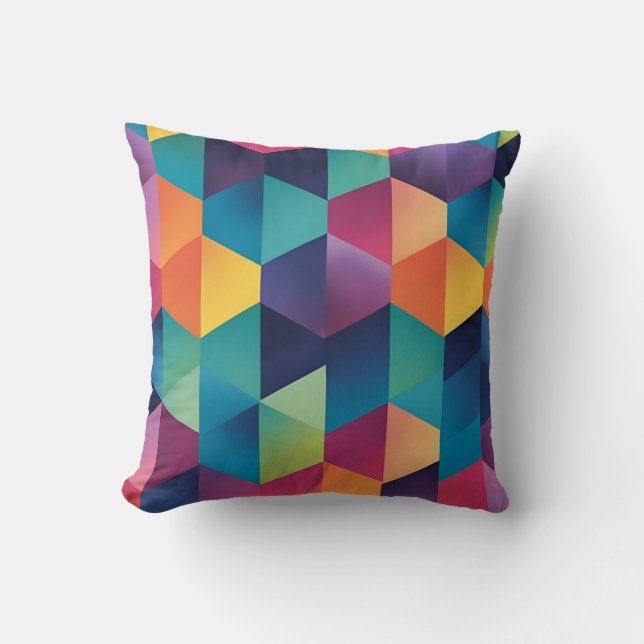 Prismatic geometric symphony throw pillow (Front)
