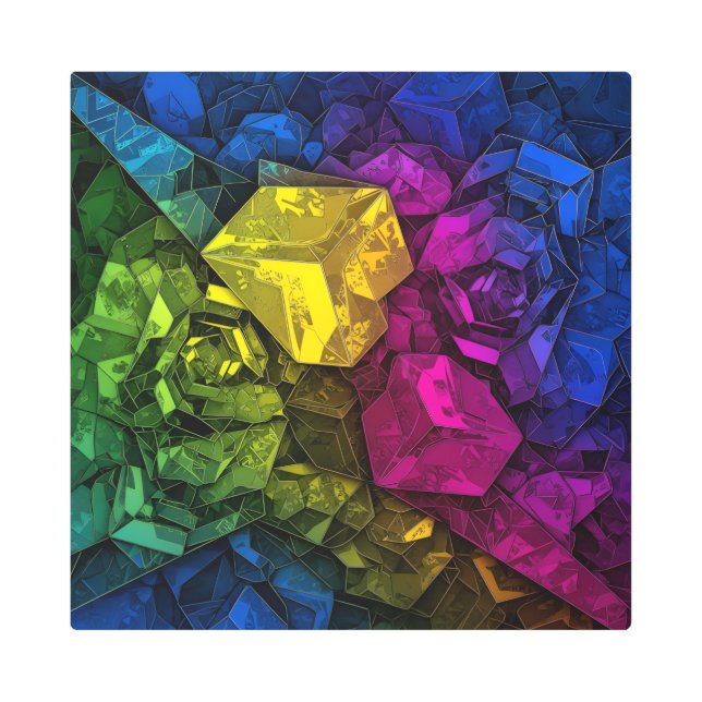 Prismatic Geometry–Abstract Stained Glass Wall Art (Front)