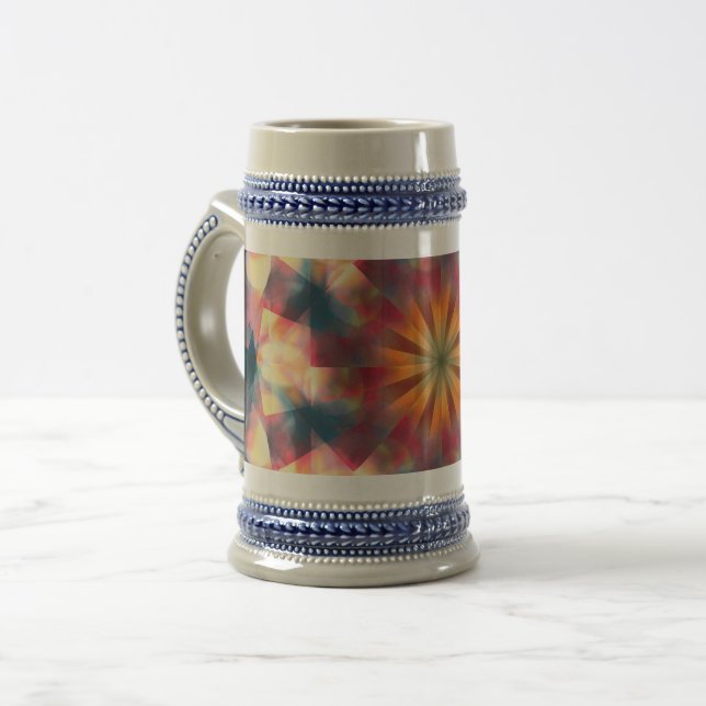 Prismatic Kaleidoscopic Psychedelic Mandala Beer Stein (Front Left)