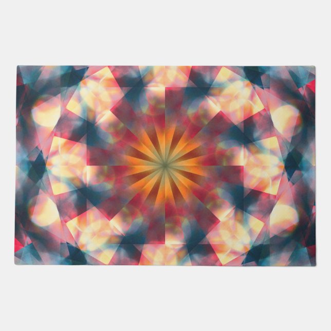 Prismatic Kaleidoscopic Psychedelic Mandala Doormat (Front)