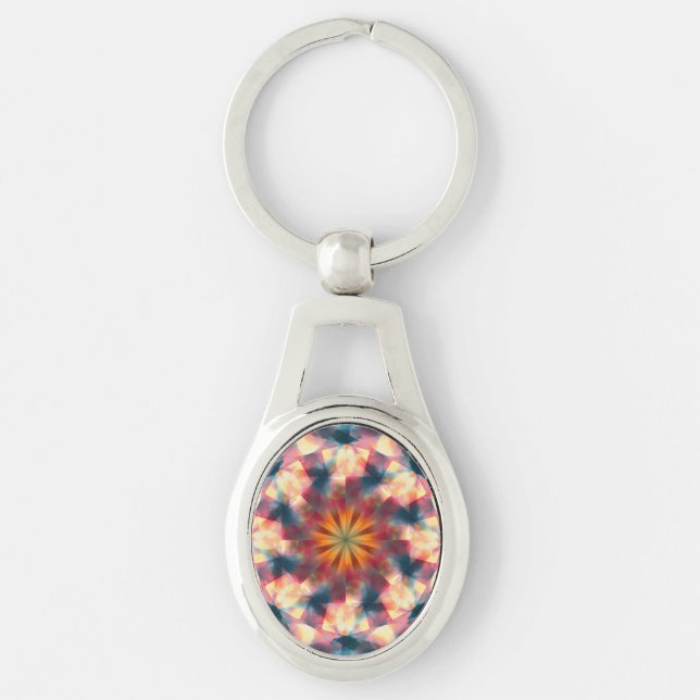 Prismatic Kaleidoscopic Psychedelic Mandala Keychain (Front)