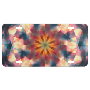 Prismatic Kaleidoscopic Psychedelic Mandala License Plate