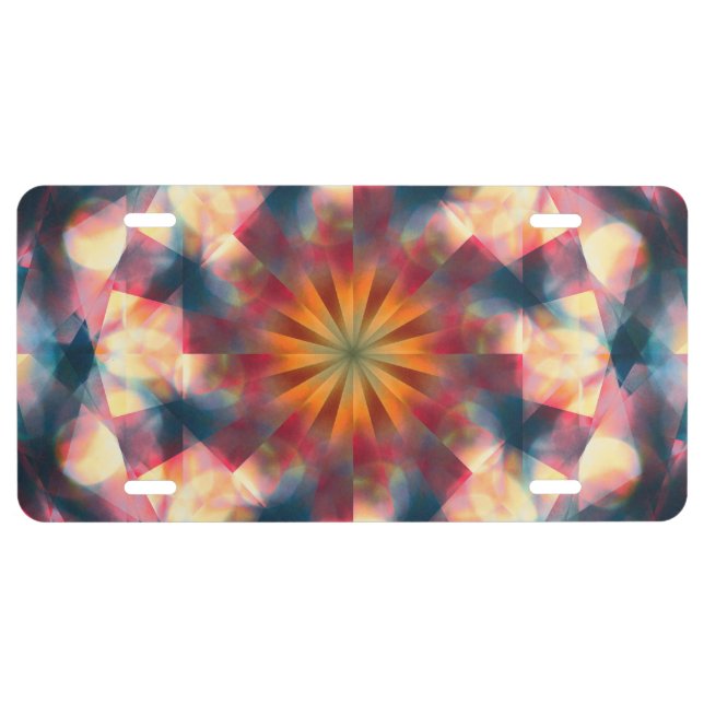 Prismatic Kaleidoscopic Psychedelic Mandala License Plate (Front)
