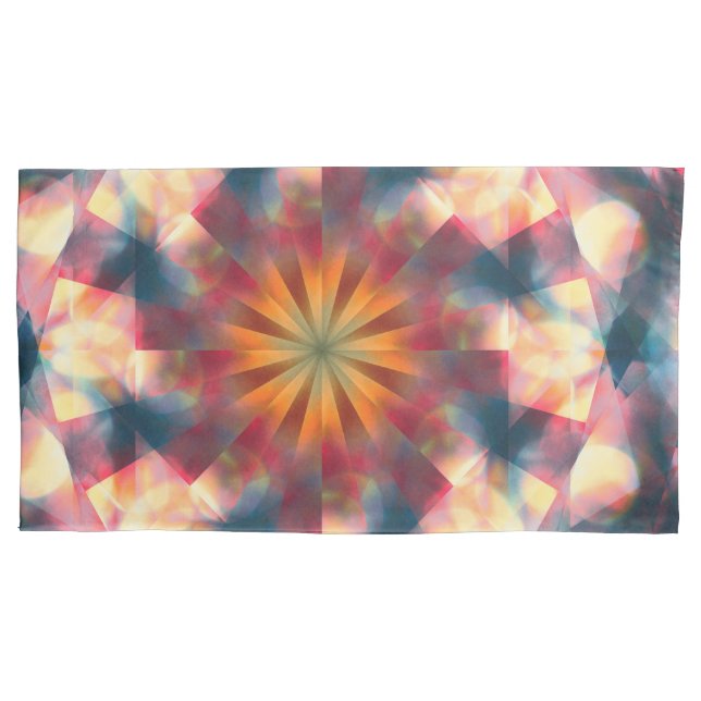 Prismatic Kaleidoscopic Psychedelic Mandala Pillow Case (Front-Left)