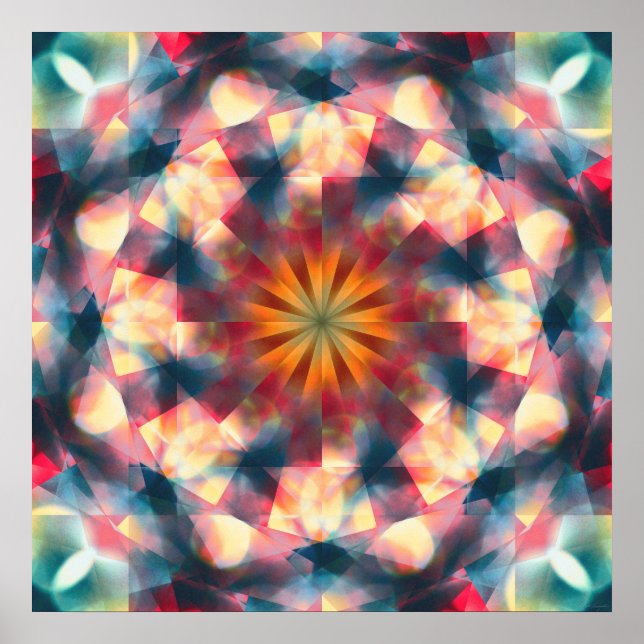 Prismatic Kaleidoscopic Psychedelic Mandala Poster (Front)