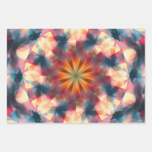 Prismatic Kaleidoscopic Psychedelic Mandala Wrapping Paper Sheets