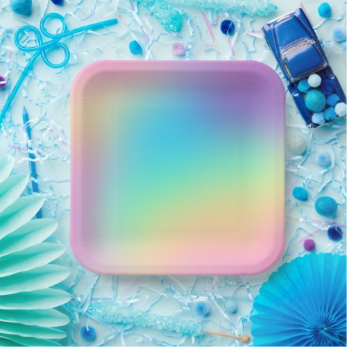 Prismatic Pastel Rainbow Gradient Paper Plates