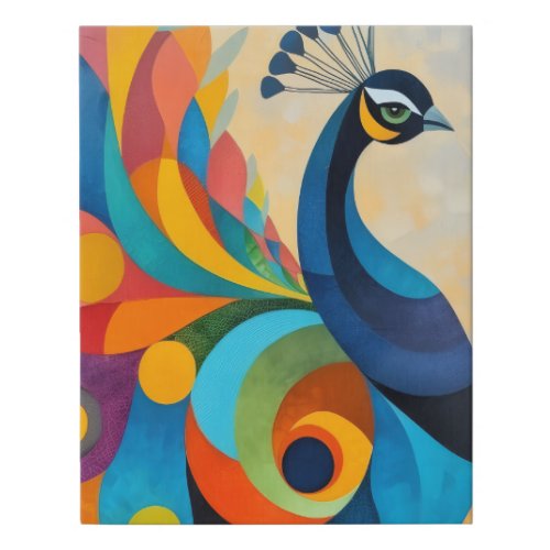 Prismatic Plume: Modern Peacock" Faux Canvas Print