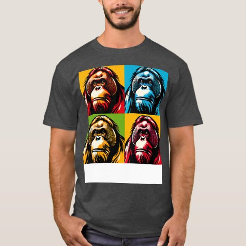 Prismatic Primate Panorama Art Orangutan T_Shirt