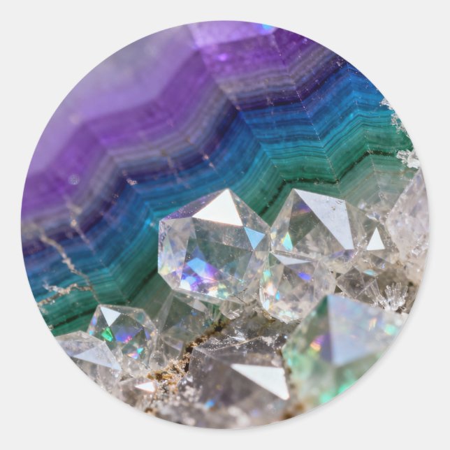 Prismatic Quartz Fusion Vibrant Crystal Design Classic Round Sticker (Front)