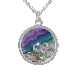 Prismatic Quartz Fusion Vibrant Crystal Design Sterling Silver Necklace