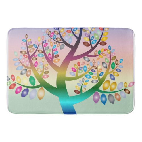 Prismatic Rainbow Tree Decorative Personalized Bath Mat