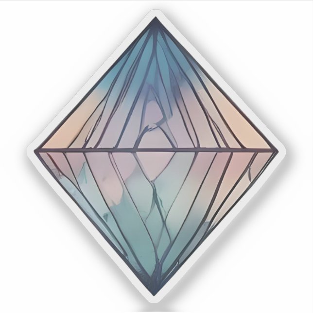 Prismatic Reflections: Abstract Geometric Diamond  Sticker (Front)