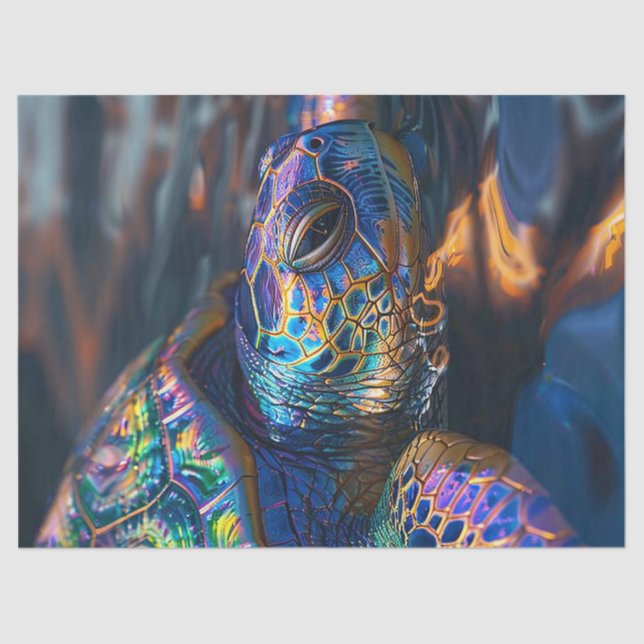 Prismatic Sea Turtle Colorful Decoupage Tissue Paper (Front)