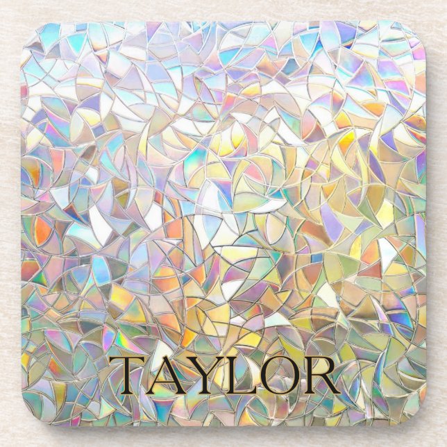 Prismatic Stained Glass Effect - Rainbow Prismatic Beverage Coaster (Front)