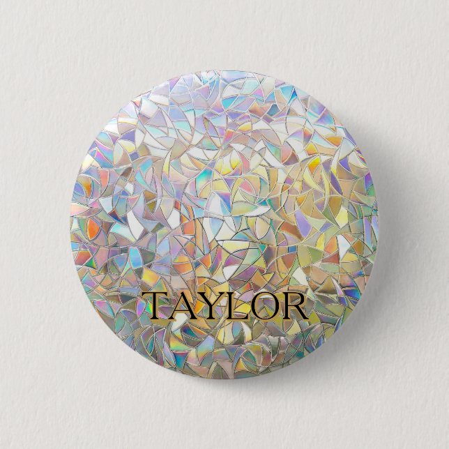 Prismatic Stained Glass Effect - Rainbow Prismatic Button (Front)