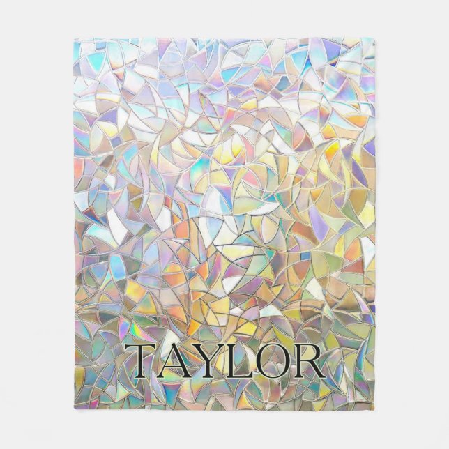 Prismatic Stained Glass Effect - Rainbow Prismatic Fleece Blanket (Front)