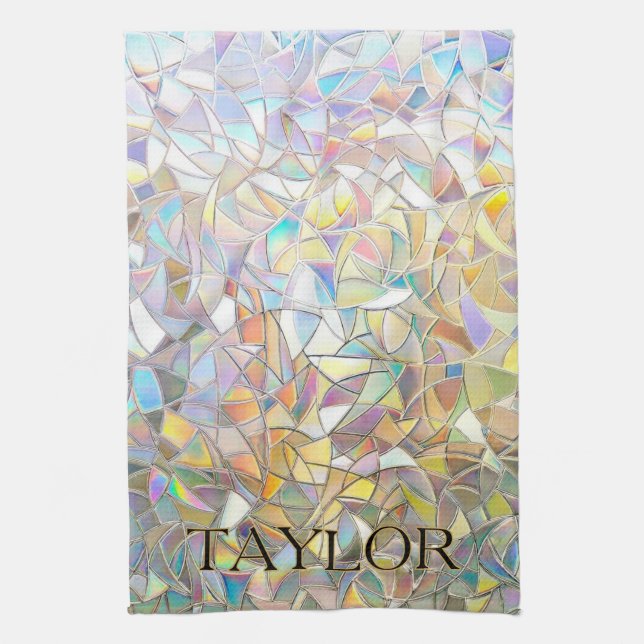 Prismatic Stained Glass Effect - Rainbow Prismatic Kitchen Towel (Vertical)