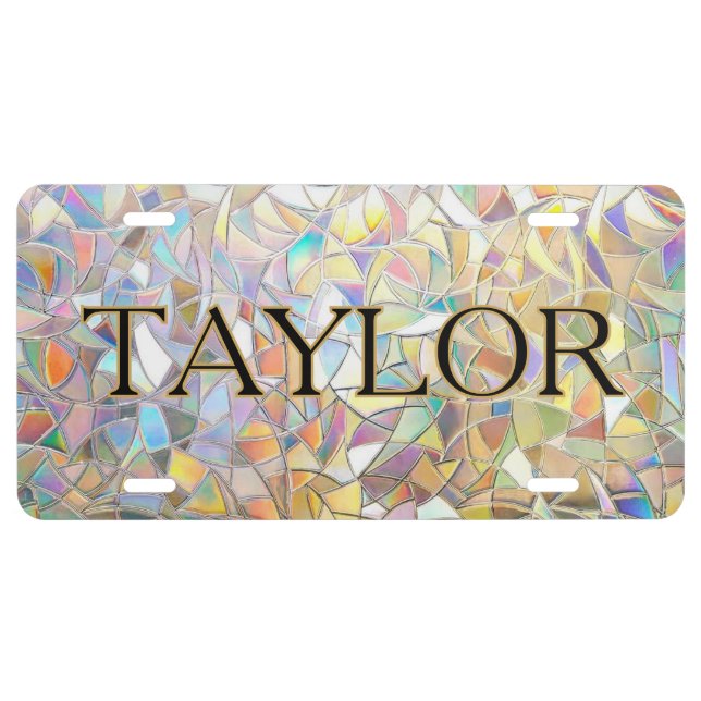 Prismatic Stained Glass Effect - Rainbow Prismatic License Plate (Front)
