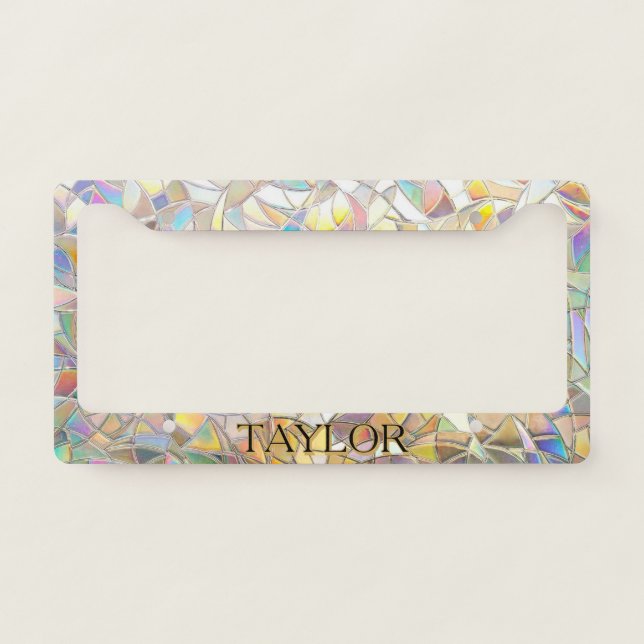 Prismatic Stained Glass Effect - Rainbow Prismatic License Plate Frame (Front)