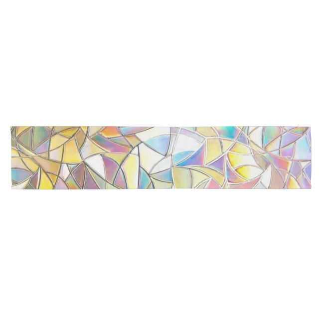 Prismatic Stained Glass Effect - Rainbow Prismatic Short Table Runner (Horizontal)