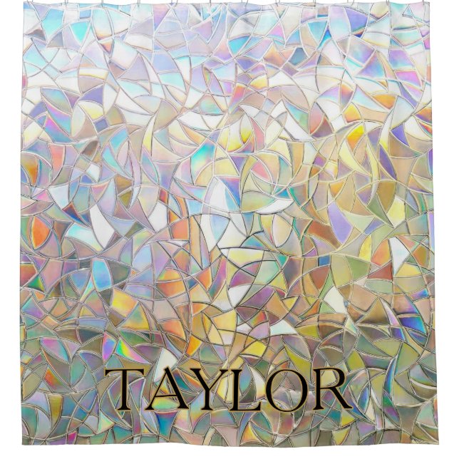 Prismatic Stained Glass Effect - Rainbow Prismatic Shower Curtain (Front)