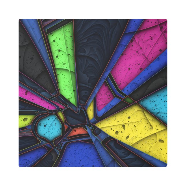 Prismatic Surge — Vibrant Abstract Metal Wall Art (Front)