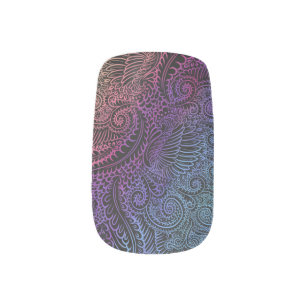 Prismatic Swirl   Rainbow Fractal Feather Art Minx Nail Wraps