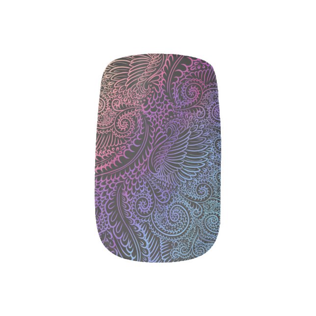 Prismatic Swirl | Rainbow Fractal Feather Art Minx Nail Wraps (Right Thumb)