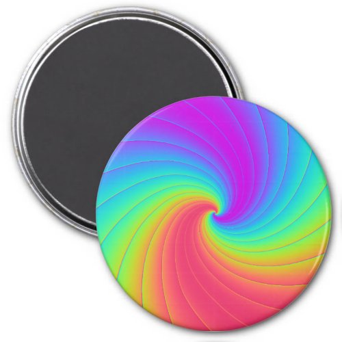Prismatic Trippy Rainbow Spiral Whirl Swirl art Magnet