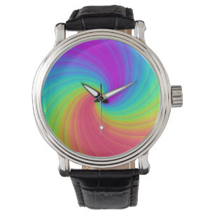 Prismatic Trippy Rainbow Spiral Whirl Swirl art Watch