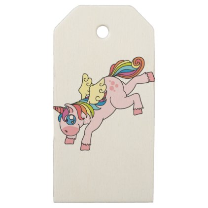 Prismatic Winged Unicorn Wooden Gift Tags