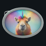 Prismhorn: The Rainbow Capybaraicorn, Belt Buckle<br><div class="desc">Prismhorn: The Rainbow Capybaraicorn is a magical being of pure joy and wonder. With the gentle demeanor of a capybara and the enchanting presence of a unicorn, Prismhorn is a harmonious blend of whimsy and serenity. Its sleek fur shimmers in a dazzling spectrum of colors, reflecting light in a kaleidoscope...</div>