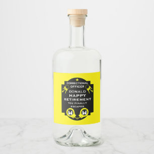 Prison Correctional Officer Retirement Liquor Bottle Label