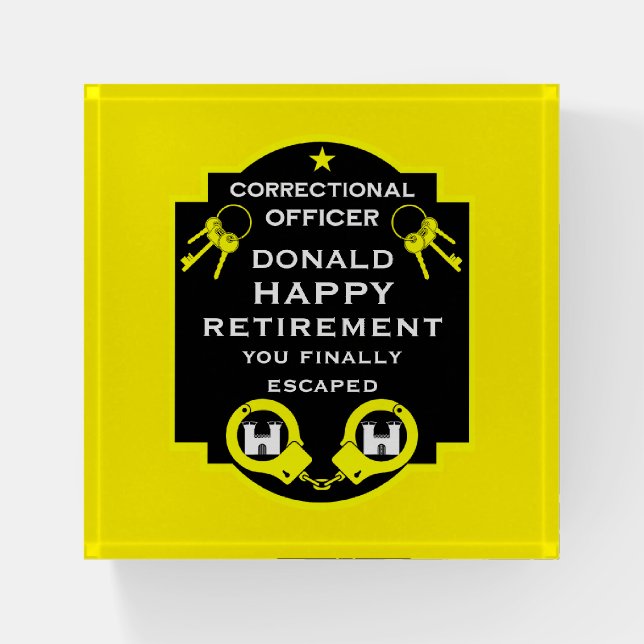 Prison Correctional Officer Retirement Paperweight (Front)