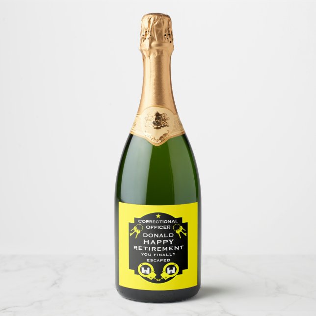 Prison Correctional Officer Retirement Sparkling Wine Label (Front)